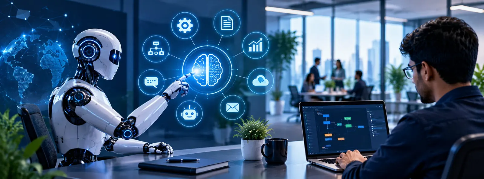 Software service workspace with automation and business technology systems